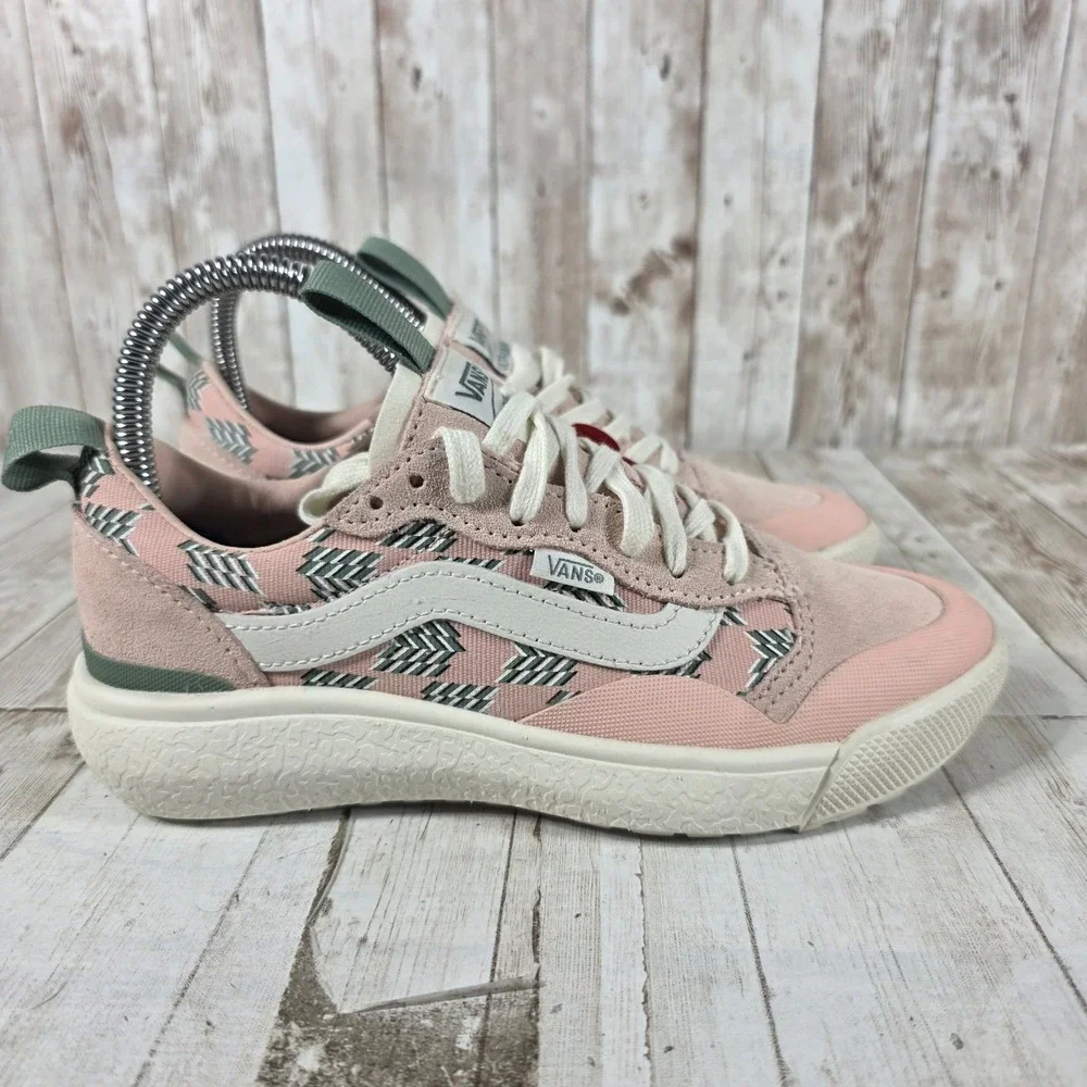 Vans UltraRange EXO Pink Green Geometric Suede Canvas Sneakers Womens 5.5 721356